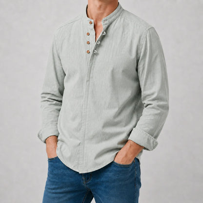Kyoto - Men's Ultra Comfortable Band Collar Shirt